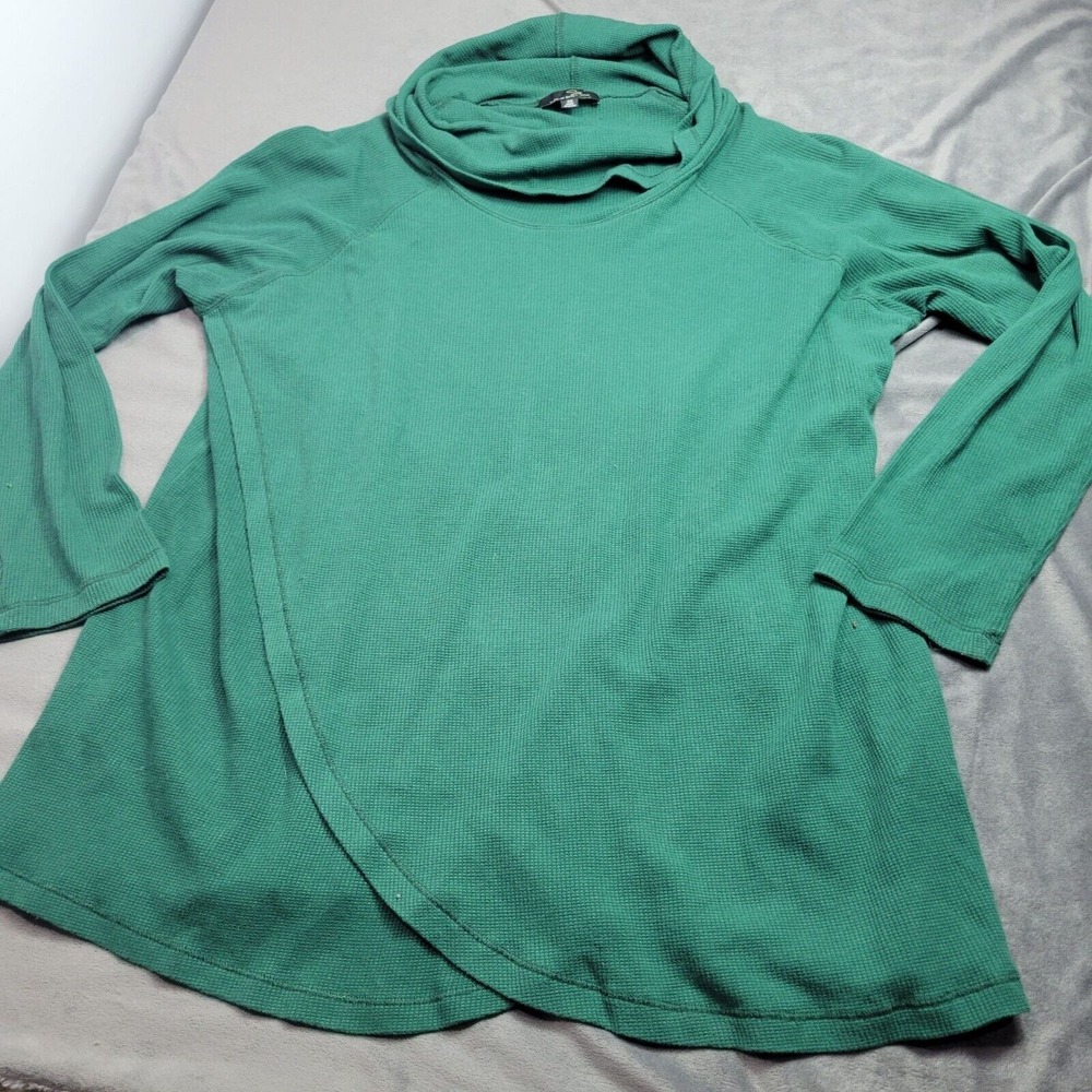 Suzanne Betro Womens 2X Cowl Neck Green Long Sleeve Tunic Top